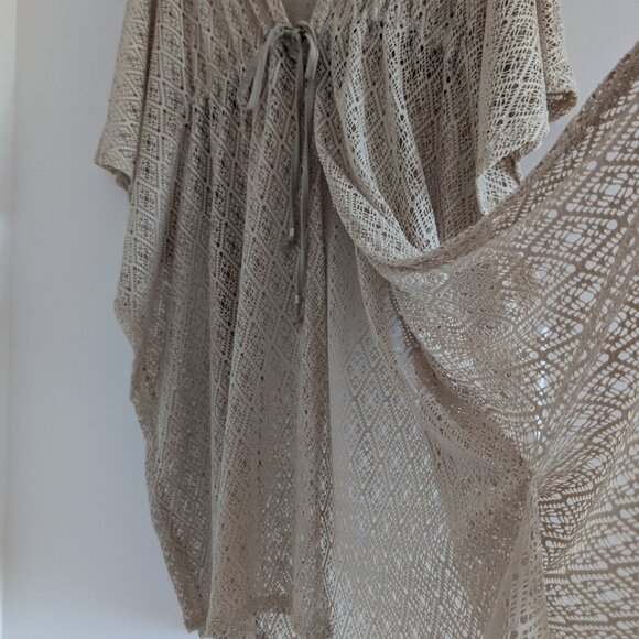 Elegant Beige Crochet Swim Cover-Up - Picture 3 of 6